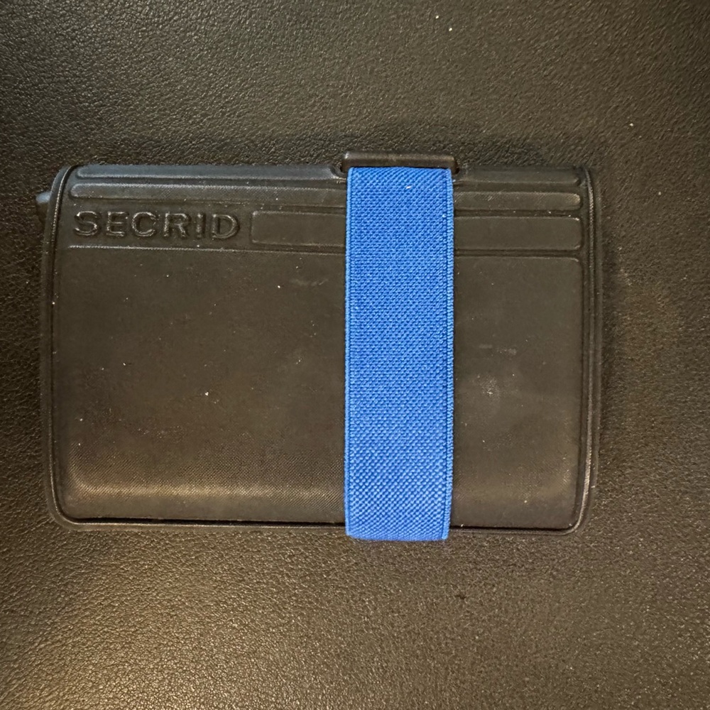 Black Card Holder with Blue Strap